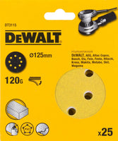 DeWALT DT3115 P120 Schuurschijf 125mm VE=25 - 5035048059098 - DT3115-QZ - Mastertools.nl