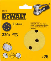 DeWALT DT3118 P320 Schuurschijf 125mm VE=25 - 5035048059128 - DT3118-QZ - Mastertools.nl