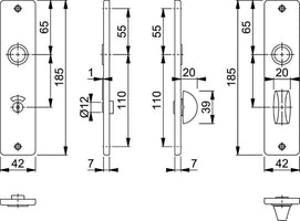 Hoppe Kortschild 185X42 WC63X8 F1 (Paar) - 6176093 - 4012789275049 - 6176093 - Mastertools.nl