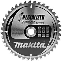 Makita Afkortzaagblad voor Hout | Specialized: Noest/Spijker | Ø 190mm Asgat 20mm 40T - B-40593 - 0088381438711 - B-40593 - Mastertools.nl