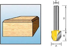 Makita D-10665 Freesbit Afkantfrees 45° S 8mm 12,7x12,7mm - - - Mastertools.nl