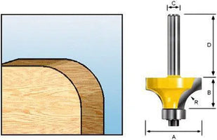 Makita D-11215 Freesbit Afrondfrees + lager S 8mm 22,23x9,53mm R4,76 - - - Mastertools.nl