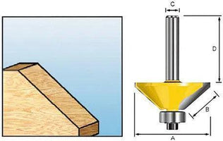 Makita D-11514 Freesbit Fasefrees 45° + lager S 12mm 50,8x22,23mm - - - Mastertools.nl