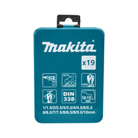 Makita D-54025 Metaalborenset HSS-G 1-10mm in Cassette - 19-delig - 0088381450140 - D-54025 - Mastertools.nl