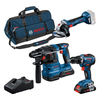 Bosch Professional Accu Combiset 3-deldig 18V GSR+GWS+GBH in Gereedschapstas - 0615A50035 - 4053423251043 - 0615A50035 - Mastertools.nl