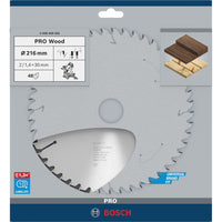 Bosch Professional Cirkelzaagblad voor Hout | PRO Wood | Ø 216 mm Asgat 30mm 48T - 2608640432 - 3165140314411 - 2608640432 - Mastertools.nl