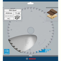 Bosch Professional Cirkelzaagblad voor Hout | PRO Wood | Ø 254mm Asgat 30mm 40T - 2608640443 - 3165140317412 - 2608640443 - Mastertools.nl