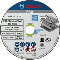 Bosch Professional Doorslijpschijf PRO Stainless Steel and Metal 76x10mm VE=5 - 2608601520 - 3165140830560 - 2608601520 - Mastertools.nl