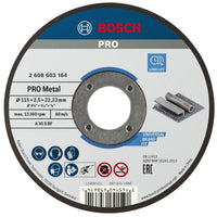 Bosch Professional Doorslijpschijf PRO Metal 115x22,23mm VE=1 - 2608603164 - 3165140658614 - 2608603164 - Mastertools.nl