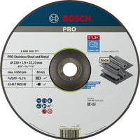 Bosch Professional Doorslijpschijf PRO Stainless Steel and Metal 230x22,23mm VE=1 - 2608600711 - 3165140262859 - 2608600711 - Mastertools.nl