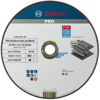 Bosch Professional Doorslijpschijf PRO Stainless Steel and Metal 230x22,23mm VE=1 - 2608603407 - 3165140706995 - 2608603407 - Mastertools.nl