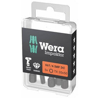Wera 867/4 Impaktor DC TORX® Bit TX20 x 50mm VE=5 - 05057664001 - 4013288163172 - 05057664001 - Mastertools.nl