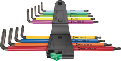 Wera 967/9 TXXL Multicolour BlackLaser TORX® Stiftsleutelset lang 9-delig - 05024480001 - 4013288193544 - 05024480001 - Mastertools.nl