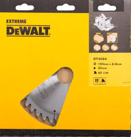 DeWALT Cirkelzaagblad voor Hout | Extreme | Ø 190mm Asgat 30mm 40T - DT4064-QZ - 5035048057056 - DT4064-QZ - Mastertools.nl