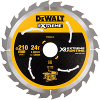 DeWALT Cirkelzaagblad voor Hout | Extreme Runtime | Ø 210mm Asgat 30mm 24T - DT99565-QZ - 5035048542255 - DT99565-QZ - Mastertools.nl