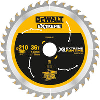 DeWALT Cirkelzaagblad voor Hout | Extreme Runtime | Ø 210mm Asgat 30mm 36T - DT99566-QZ - 5035048542262 - DT99566-QZ - Mastertools.nl