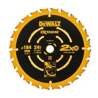 DeWALT Cirkelzaagblad voor Multimaterial | Extreme | Ø 184mm Asgat 16mm 24T - DT10302-QZ - 5035048085868 - DT10302-QZ - Mastertools.nl