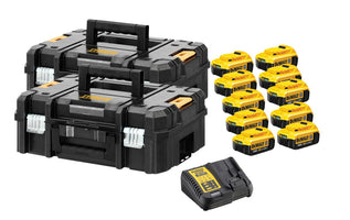 DeWALT DCB182PAK Starterset Lader + 10 Accu's 18V 4.0Ah XR Li-ion - 5035048494707 - DCB182PAK-QW - Mastertools.nl