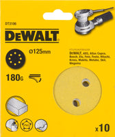 DeWALT DT3106 P180 Schuurschijf 125mm VE=10 - 5035048059036 - DT3106-QZ - Mastertools.nl
