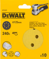 DeWALT DT3107 P240 Schuurschijf 125mm VE=10 - 5035048059043 - DT3107-QZ - Mastertools.nl