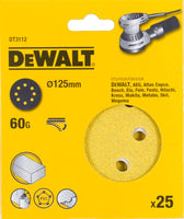 DeWALT DT3112 P60 Schuurschijf 125mm VE=25 - 5035048059074 - DT3112-QZ - Mastertools.nl