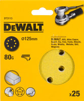 DeWALT DT3113 P80 Schuurschijf 125mm VE=25 - 5035048059081 - DT3113-QZ - Mastertools.nl