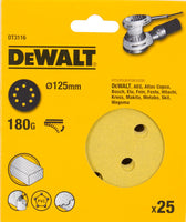 DeWALT DT3116 P180 Schuurschijf 125mm VE=25 - 5035048059104 - DT3116-QZ - Mastertools.nl