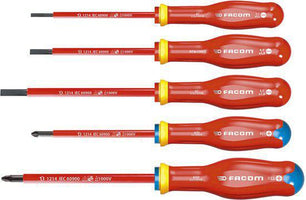 Facom set van 5 1000V schroevendraaiers met extra dun bled: sleuf en PZ - ATD.J5TVEPB - 3662424099441 - ATD.J5TVEPB - Mastertools.nl