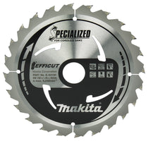 Makita Cirkelzaagblad voor Hout | Efficut | Ø 190mm Asgat 30mm 24T - B-64191 - 0088381533881 - B-64191 - Mastertools.nl