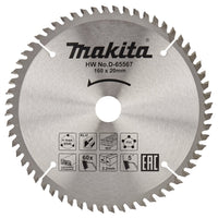 Makita Cirkelzaagblad Universeel | Standaard | Ø 160mm Asgat 20mm 60T - D-65567 - 0088381524100 - D-65567 - Mastertools.nl