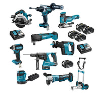 Makita DLX1036TJ2 Accu Combiset 10-delig met Trolley 18V 5.0Ah in Mbox - 0188381742344 - DLX1036TJ2 - Mastertools.nl