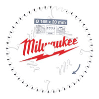 Milwaukee Cirkelzaagblad voor Hout | Ø 165mm Asgat 20mm 48T - 4932471295 - 4058546289232 - 4932471295 - Mastertools.nl