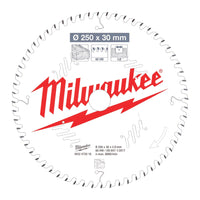 Milwaukee Cirkelzaagblad voor Hout | Ø 250mm Asgat 30mm 60T - 4932472016 - 4058546324124 - 4932472016 - Mastertools.nl