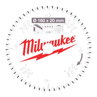 Milwaukee Cirkelzaagblad voor Kunststof | Ø 160mm Asgat 20mm 52T - 4932471292 - 4058546289201 - 4932471292 - Mastertools.nl