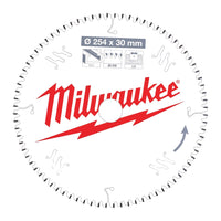 Milwaukee Cirkelzaagblad voor Kunststof | Ø 254mm Asgat 30mm 80T - 4932471318 - 4058546289461 - 4932471318 - Mastertools.nl