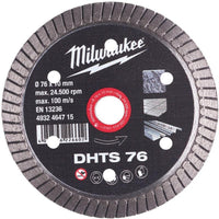 Milwaukee Diamantdoorslijpschijven DHTS DHTs 76 mm - 1pc - 4932464715 - 4058546226602 - 4932464715 - Mastertools.nl