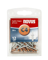 Novus Blindklinknagel C4 X 12mm, Koper, 20 st. - 045-0040 - 4009729016152 - 045-0040 - Mastertools.nl