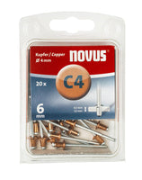 Novus Blindklinknagel C4 X 6mm, Koper, 20 st. - 045-0038 - 4009729016138 - 045-0038 - Mastertools.nl