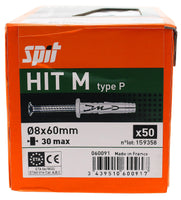 Spit Hit m Slagplug 8x60/30 met kraag - 060091 - 3439510600917 - 060091 - Mastertools.nl