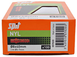 Spit Nylon Plug d.8x40 zonder kraag - 057020 - 3439510570203 - 057020 - Mastertools.nl