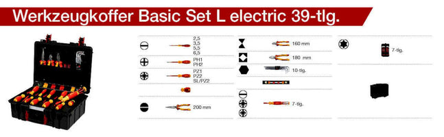 Wiha Gereedschapsset Basic Set L Electric in Koffer - 39-delig - 45257 - 4010995452575 - 930070402 - Mastertools.nl